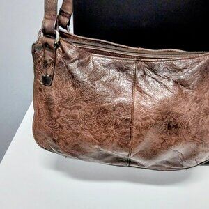 Vtg Carlo D’Santi Genuine Brown Leather Handbag